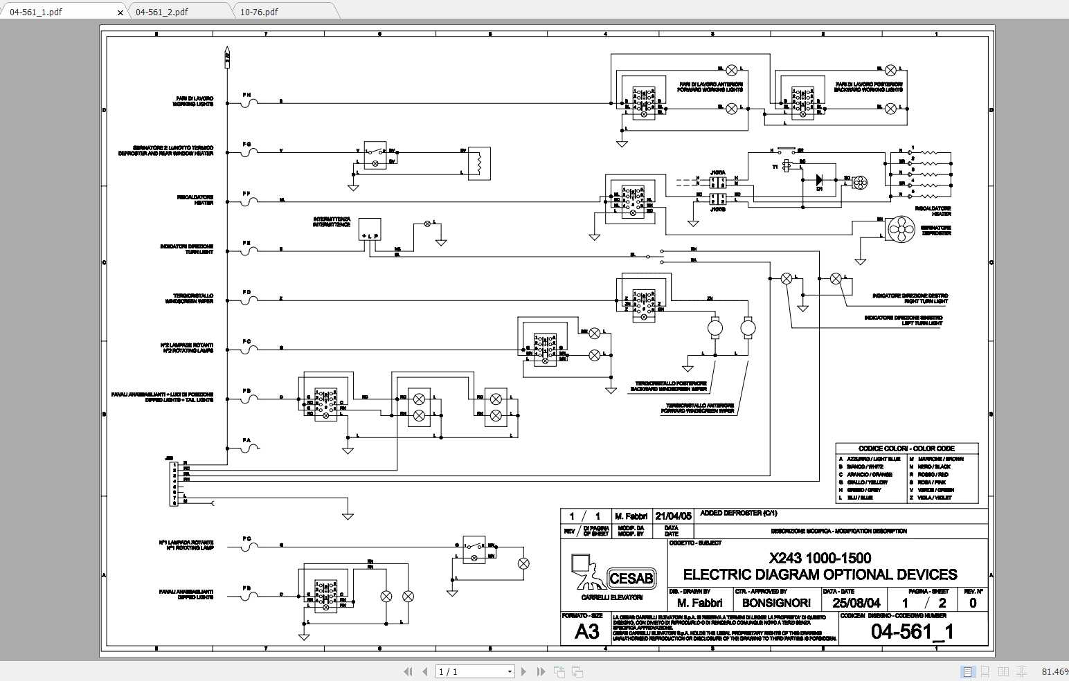 CESAB B210 B215 Forklift Electrical Schematic 1