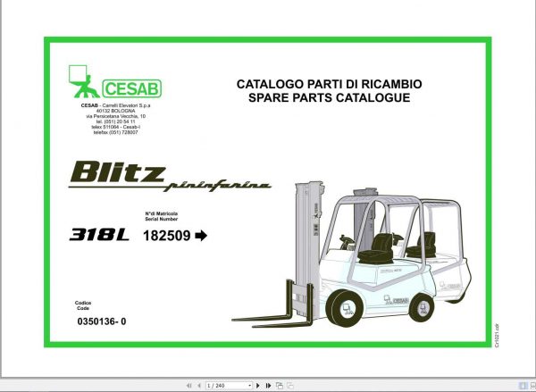 CESAB Blitz 318L Forklift Spare Parts Catalogue0350136 0 1