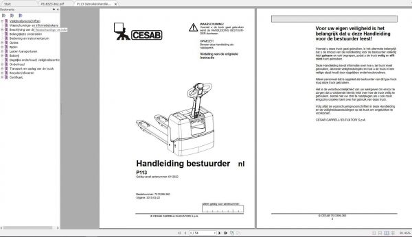 CESAB Electric Pallet Trucks P113 Operators Manuals 1