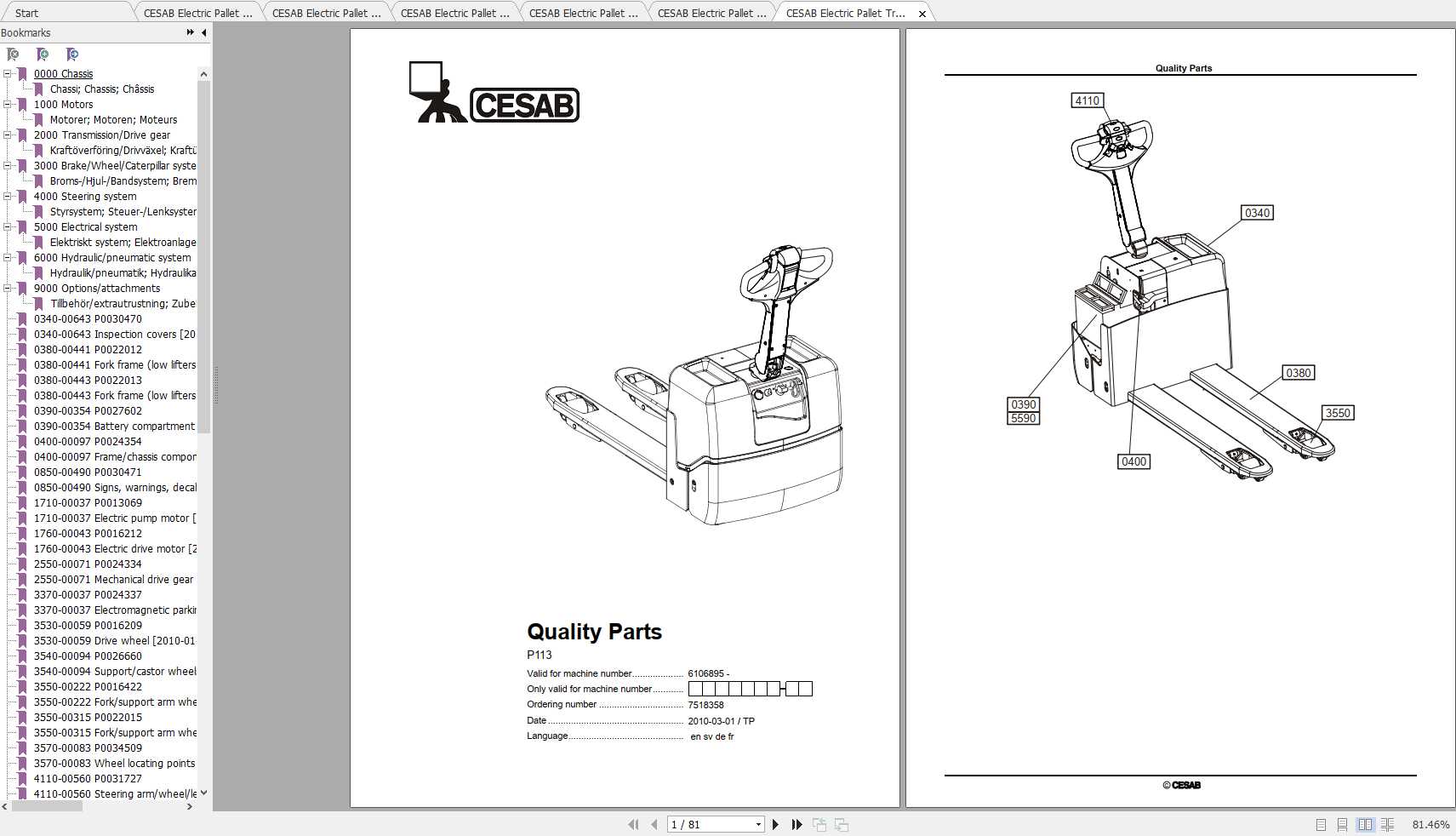 CESAB Electric Pallet Trucks P113 Quality Parts 1