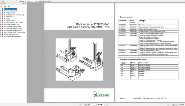 CESAB Electric Pallet Trucks P113 Repair Manuals 1