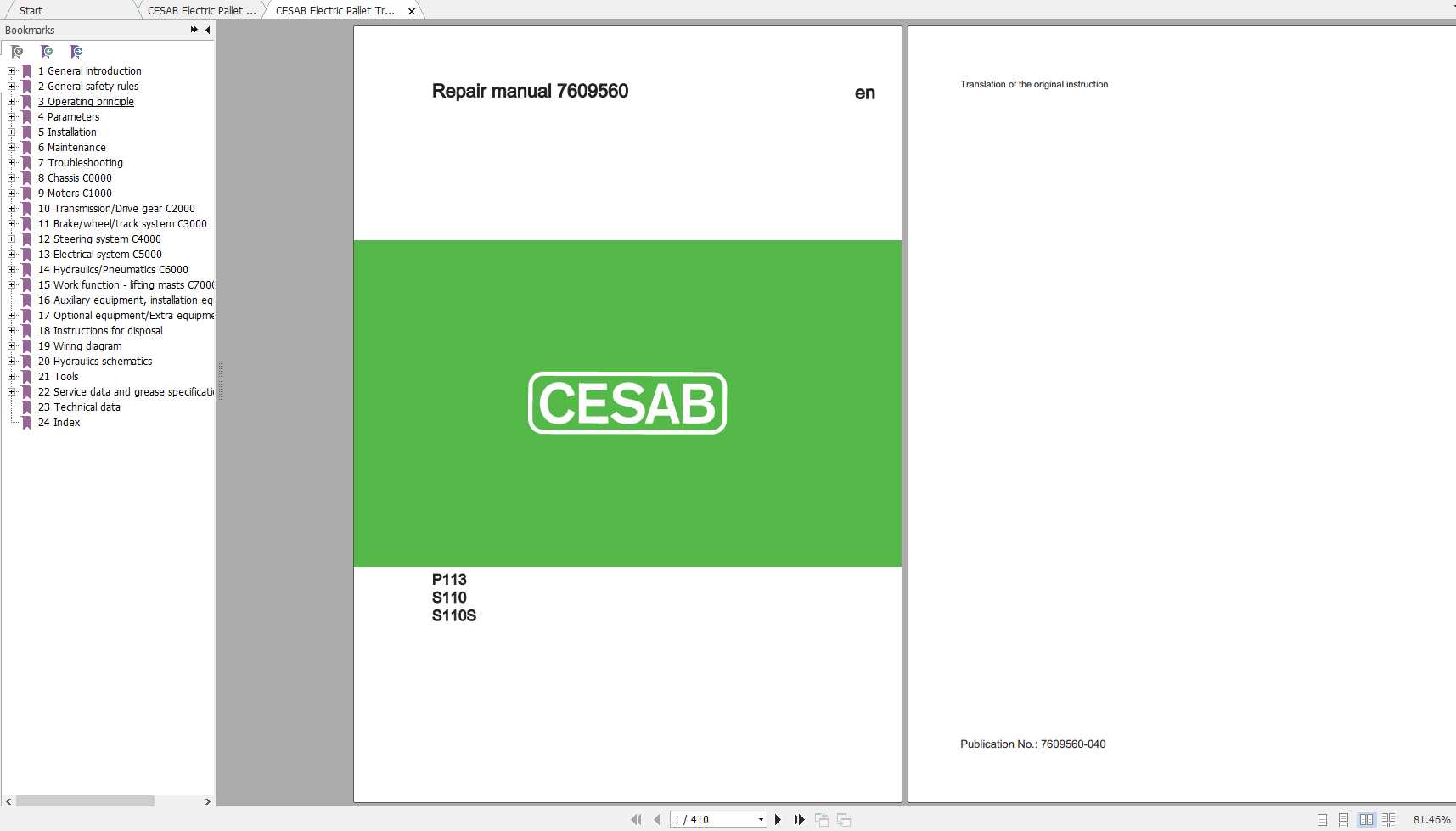 CESAB Electric Pallet Trucks P113 Repair Manuals 2
