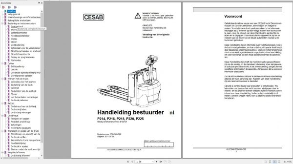 CESAB Electric Pallet Trucks P214 P225 Operators ManualNL 1