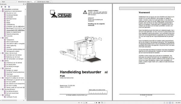 CESAB Electric Pallet Trucks P320 Operators Manuals 2