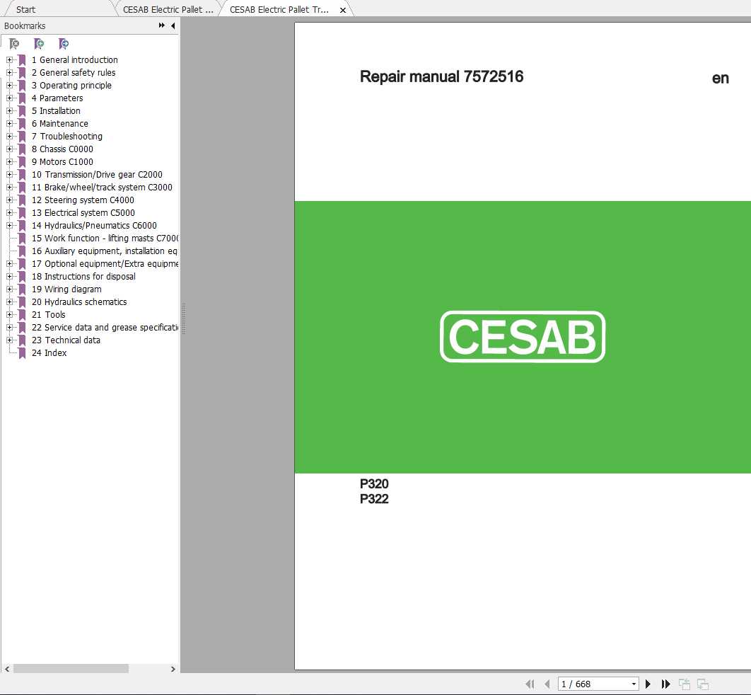 CESAB Electric Pallet Trucks P320 Repair Manuals 1