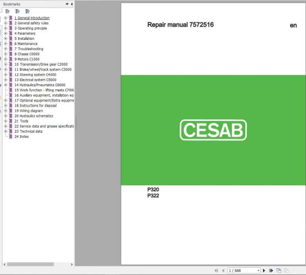 CESAB Electric Pallet Trucks P322 Repair Manual 1