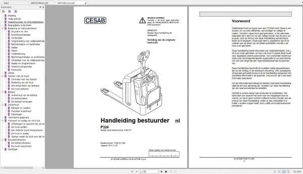 CESAB Electric Pallet Trucks P324 Operators ManualsNL 1