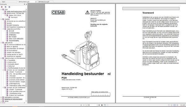 CESAB Electric Pallet Trucks P324 Operators ManualsNL 2