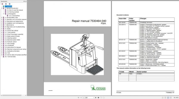 CESAB Electric Pallet Trucks P324 Repair Manual 1