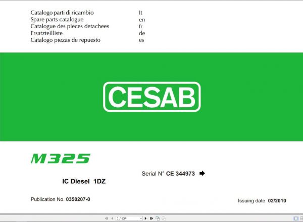 CESAB Forklift IC Diesel 1DZ M325 Spare Parts Catalog0350207 0 1