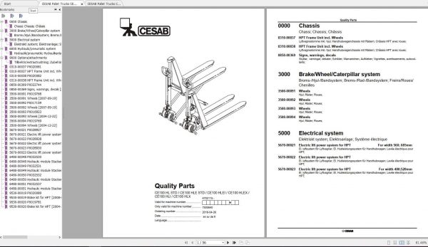 CESAB Pallet Trucks CE100HL CE100HLE Operators Manual Quality Parts 2