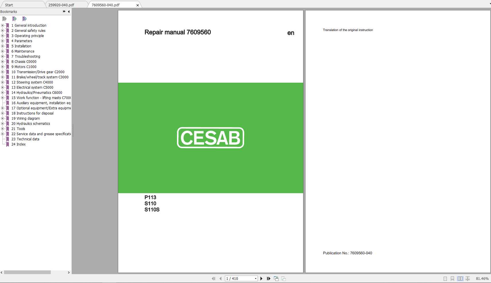 CESAB Powered Stacker Trucks S110 S110S Repair Manuals 2