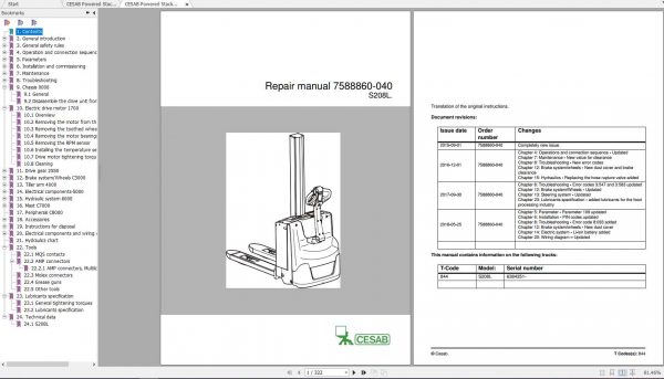 CESAB Powered Stacker Trucks S208L Repair Manuals 1 1
