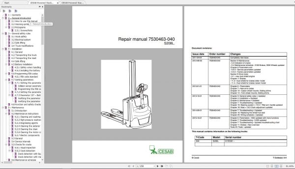 CESAB Powered Stacker Trucks S208L Repair Manuals 2