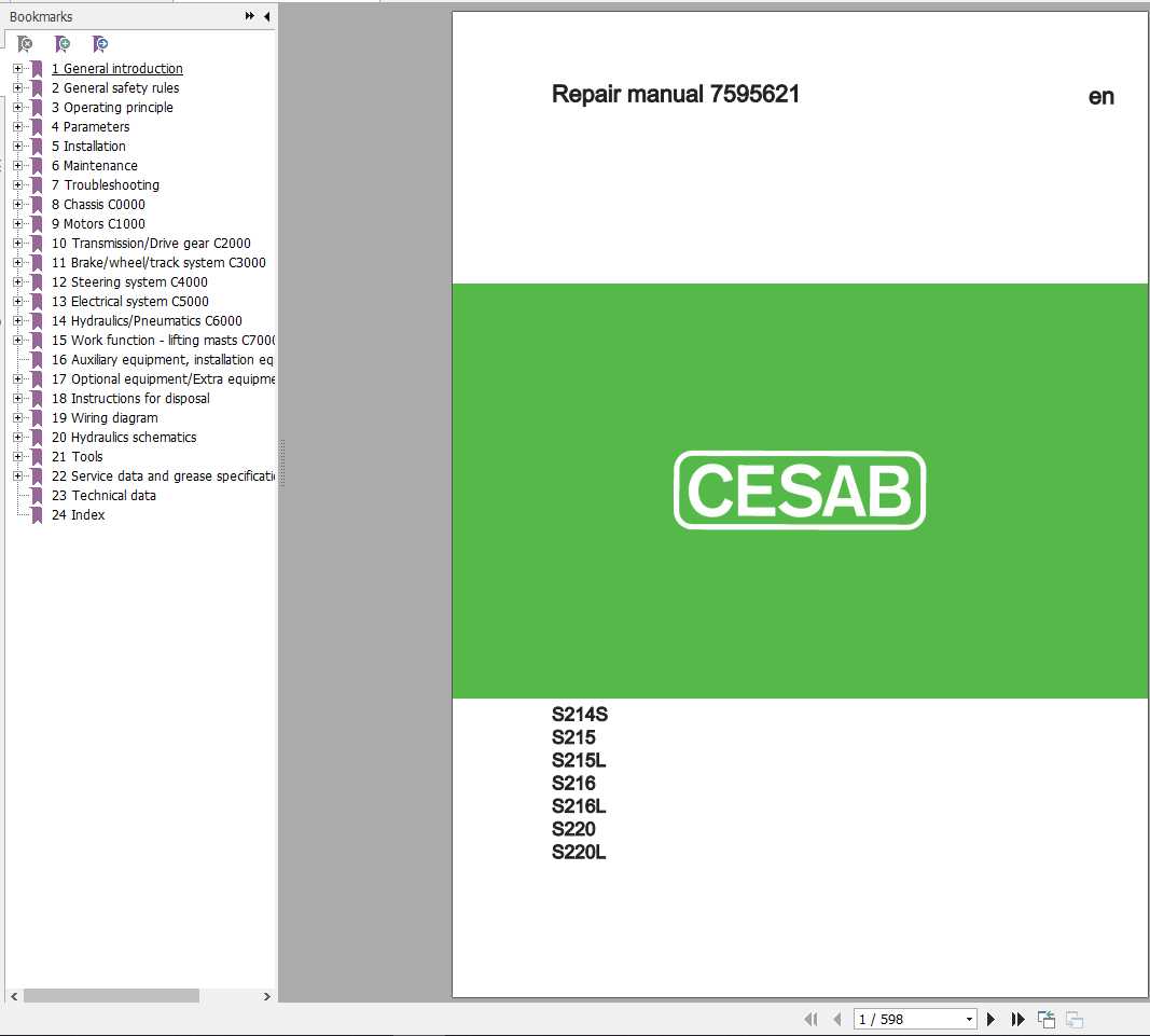 CESAB Powered Stacker Trucks S214S S215 S216 S220 S215L S216L S220L Repair Manual 1