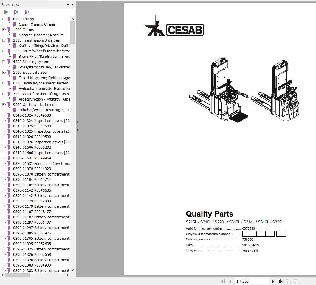 CESAB Powered Stacker Trucks S312L S314L S316L S320L Quality Parts 1