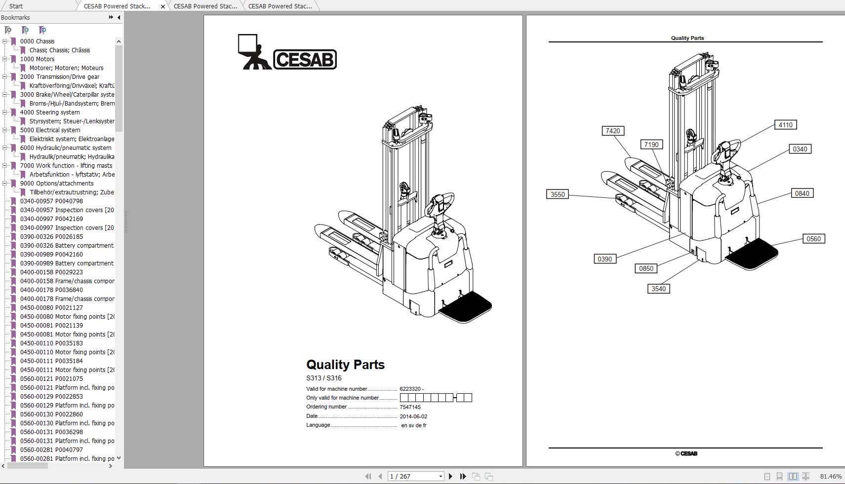 CESAB Powered Stacker Trucks S313 Quality Parts 1