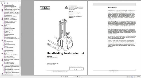 CESAB Powered Stacker Trucks S314S Operators ManualNL 1