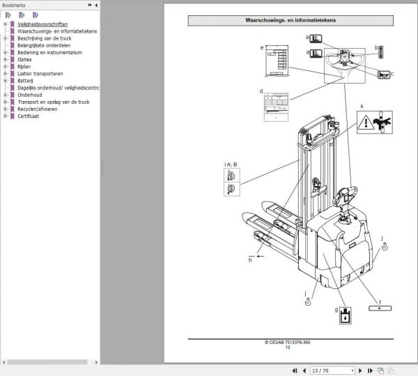 CESAB Powered Stacker Trucks S316 Operators ManualNL 2