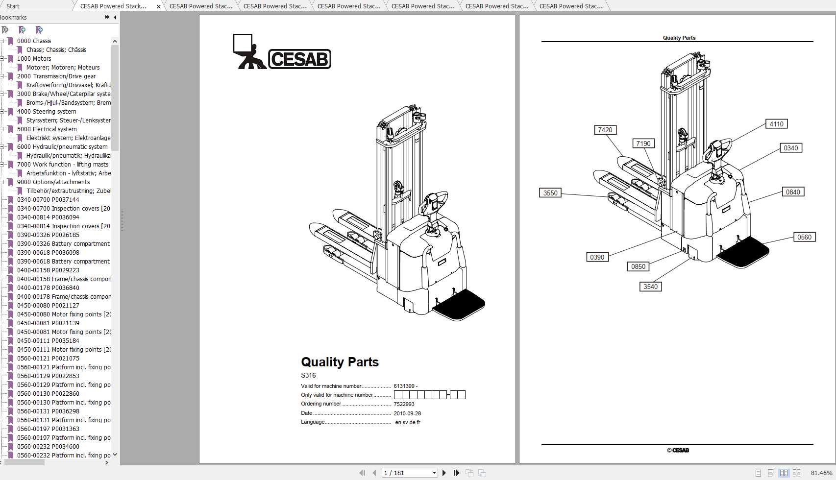 CESAB Powered Stacker Trucks S316 Quality Parts 1