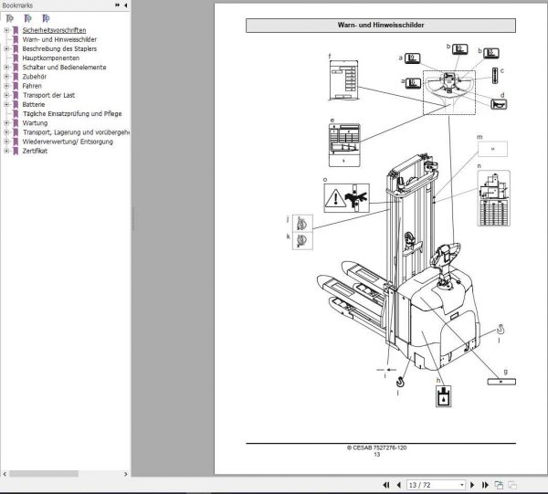 CESAB Powered Stacker Trucks S320L Operators ManualDE 2