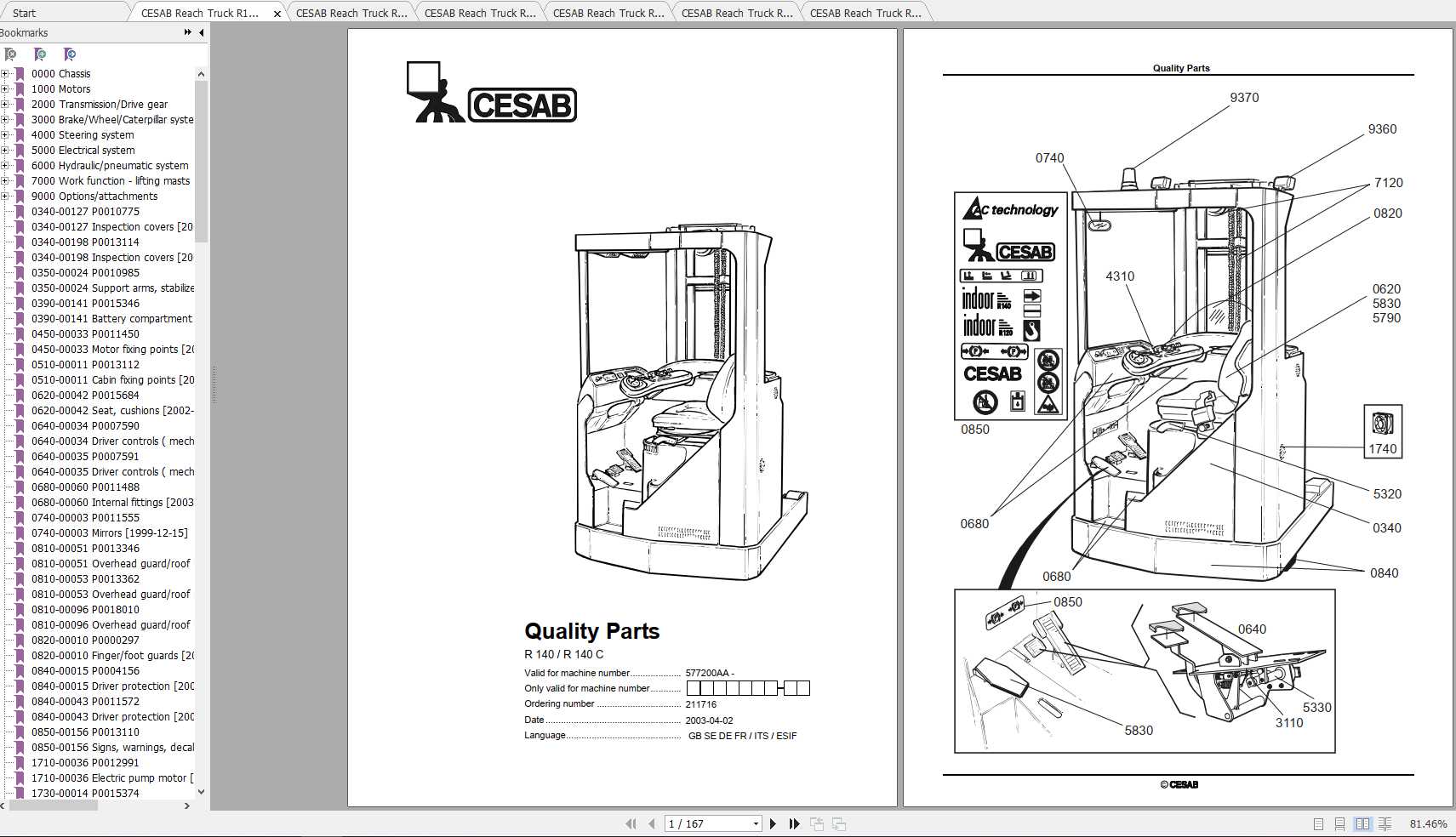 CESAB Reach Truck R140 R140C Quality Parts 1