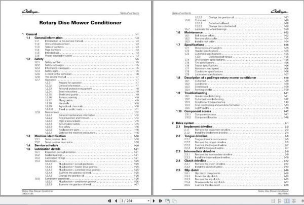 Challenger NA 1316S Rotary Disc Mower Service Manual79037418A 2