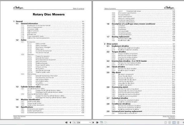 Challenger NA 1393 1395 Rotary Disc Mower Service Manual79037333A2