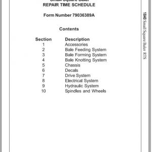 Challenger NA 1840 Small Square Baler Repair Time Schedule79036389A1