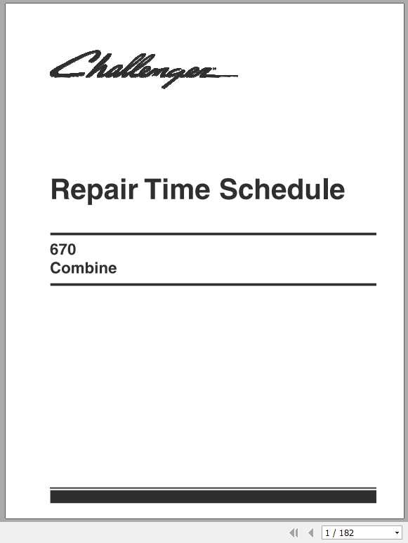 Challenger NA 670 Combine Repair Time Schedule79026452A 1