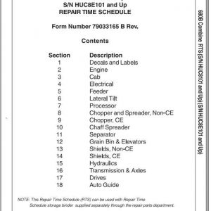 Challenger NA 680B Combine Repair Time Schedule79033165B 1