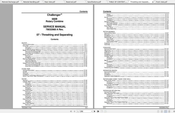 Challenger NA 680B Rotary Combine Service Manual79032968A 2