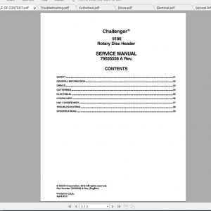 Challenger NA 9186 Rotary Disc Header Service Manual1