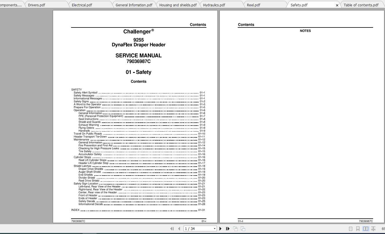 Challenger NA 9255 Dynaflex Draper Header Service Manual 1
