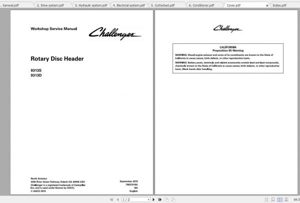 Challenger NA 9313S 9313D Rotary Disc Header Service Manual1