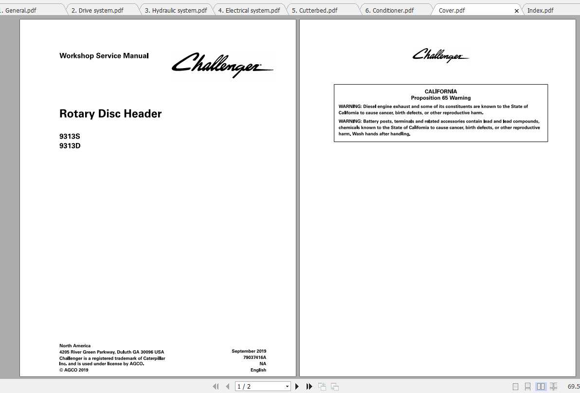 Challenger NA 9313S 9313D Rotary Disc Header Service Manual1