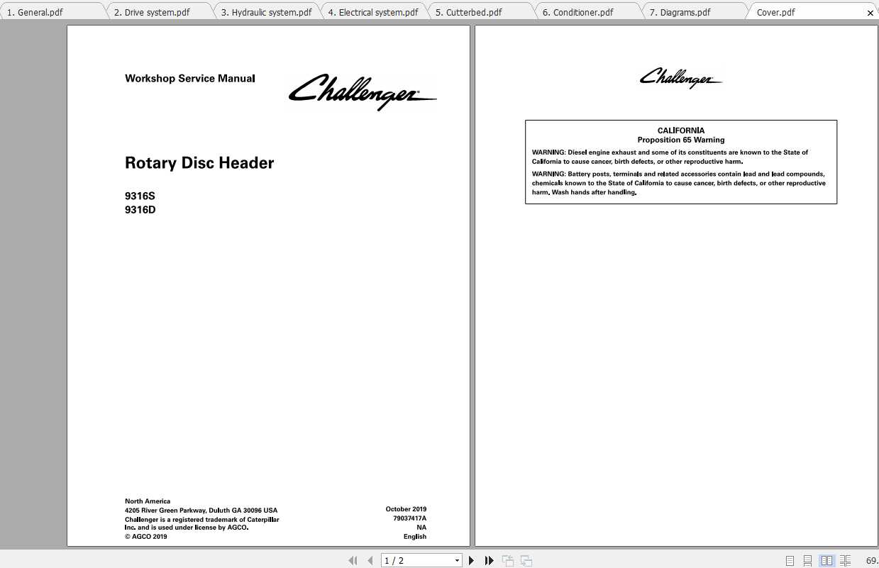 Challenger NA 9316S 9316D Rotary Disc Header Service Manual1