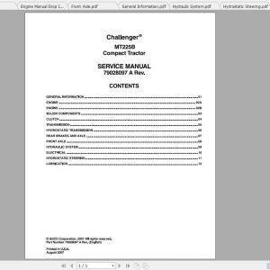 Challenger NA Compact Tractor MT225B Service Manual79028097A 1