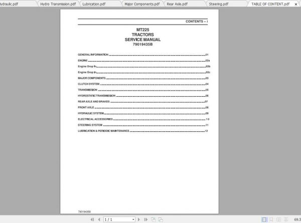 Challenger NA Compact Tractor MT225 Service Manual79019435B 1