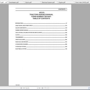 Challenger NA Compact Tractor MT275 Service Manual79019421 1