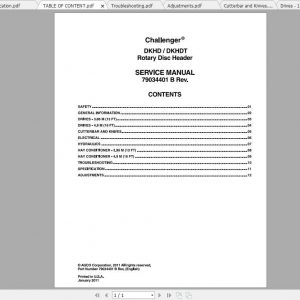 Challenger NA DKHD DKHDT Rotary Disc Header Service Manual