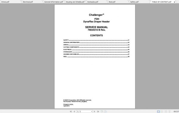 Challenger NA FDH Dynaflex Draper Header Service Manual 1