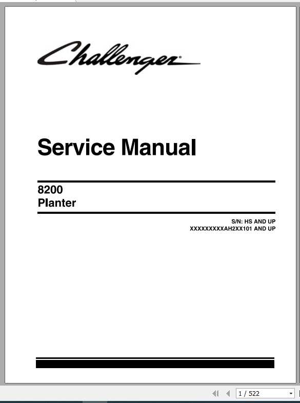 Challenger NA Planter 8202 8222 Service Manual79034090A 1