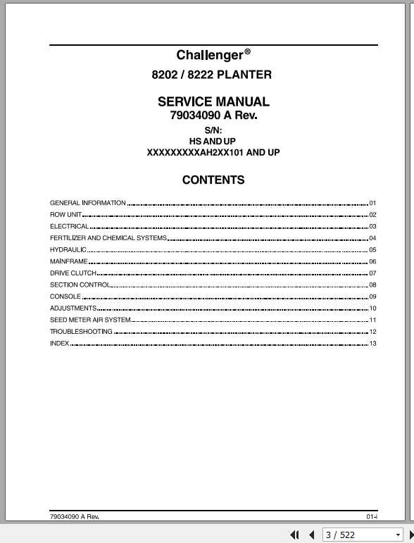 Challenger NA Planter 8202 8222 Service Manual79034090A 2
