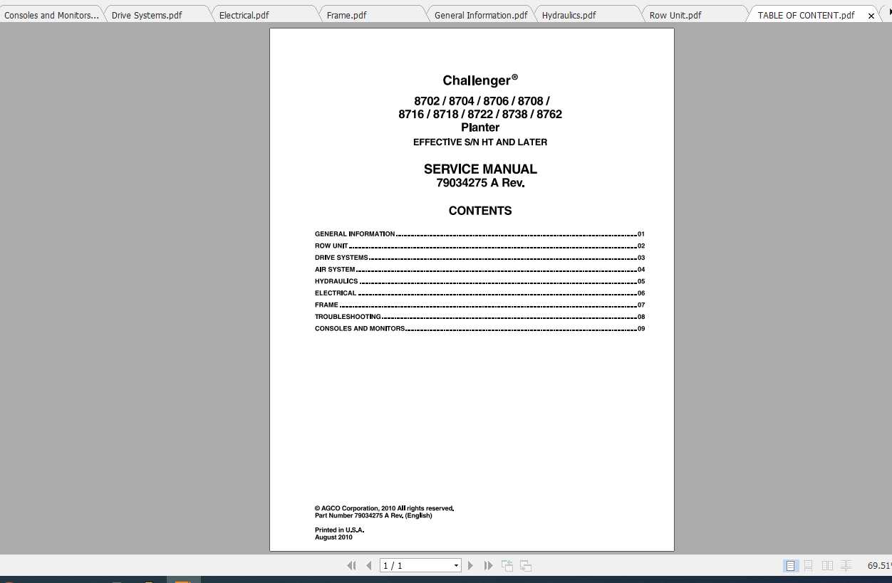 Challenger NA Planter 8702 8762 Service Manual79034275A 1