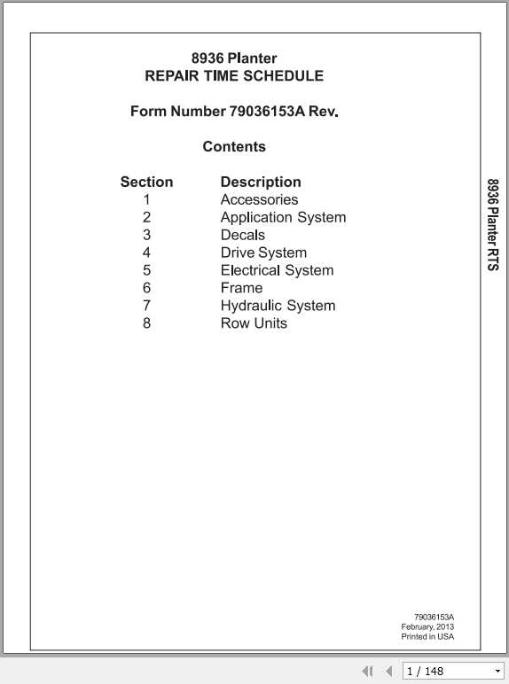 Challenger NA Planter 8936 Repair Time Schedule79036153A 1