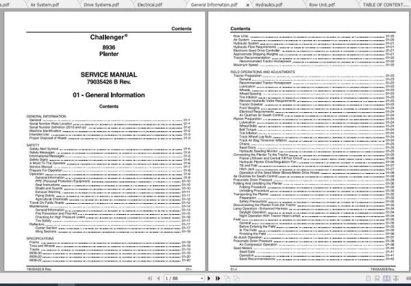 Challenger NA Planter 8936 Service Manual79035426B 2
