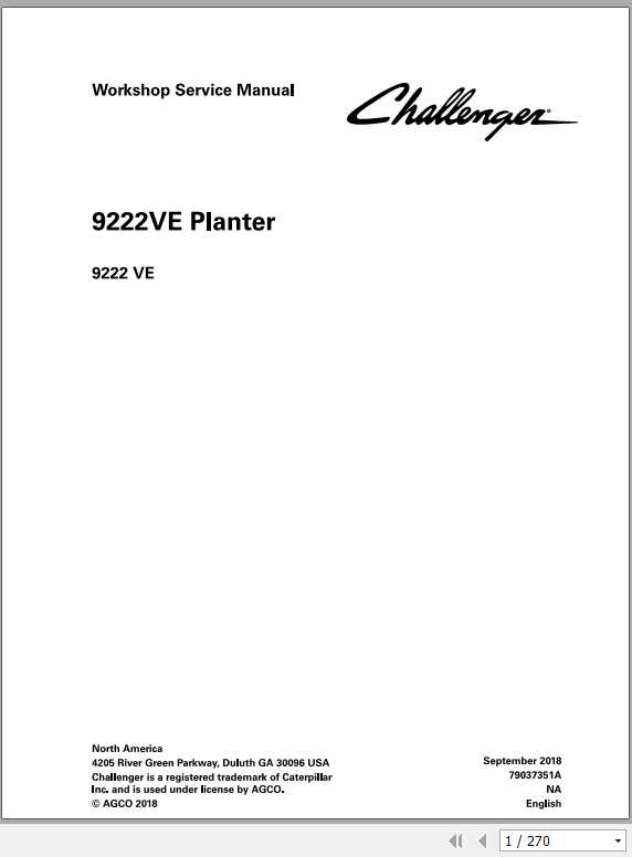 Challenger NA Planter 9222VE Service Manual79037351A 1