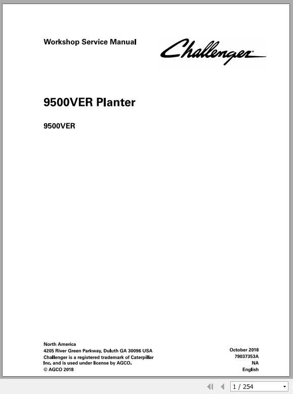 Challenger NA Planter 9523VER 9524VER Service Manual79037353A 1