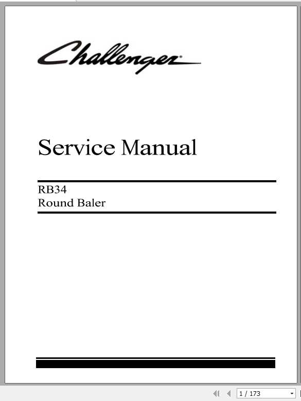 Challenger NA RB34 Round Baler Service Manual79034279A1